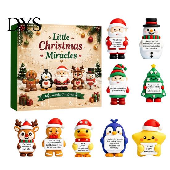 Cute Christmas Decorations 9 Grid Countdown Box, Santa Snowman And Gift for Best Friends Reindeer Figurines with Inspirational Quotes, Holiday