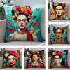 Capa de Almofada Impressa Frente e Verso com Arte de F-Frida K-Kahlo Pelúcia Curta Adequada para Salas de Estar Quartos Sofás Almofada Decorativa