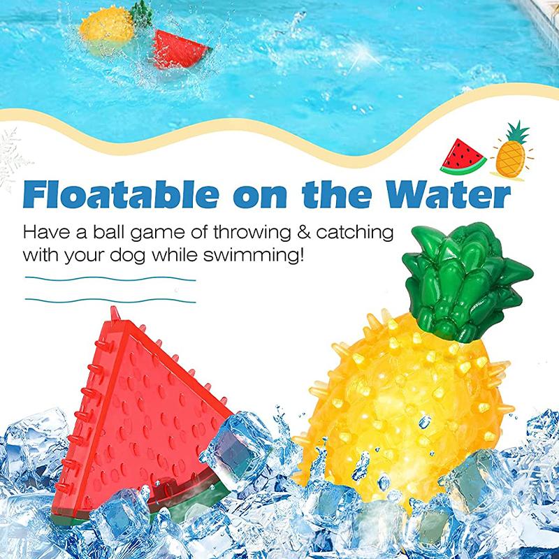Reusable Pet Cooling Chew Toy for Dogs Cats Teething Relief Summer Ice Frozen Fruit Shape Durable Watermelon Pineapple Lemon