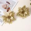 Gold Powder Christmas Flower Head for DIY Tree Decorations