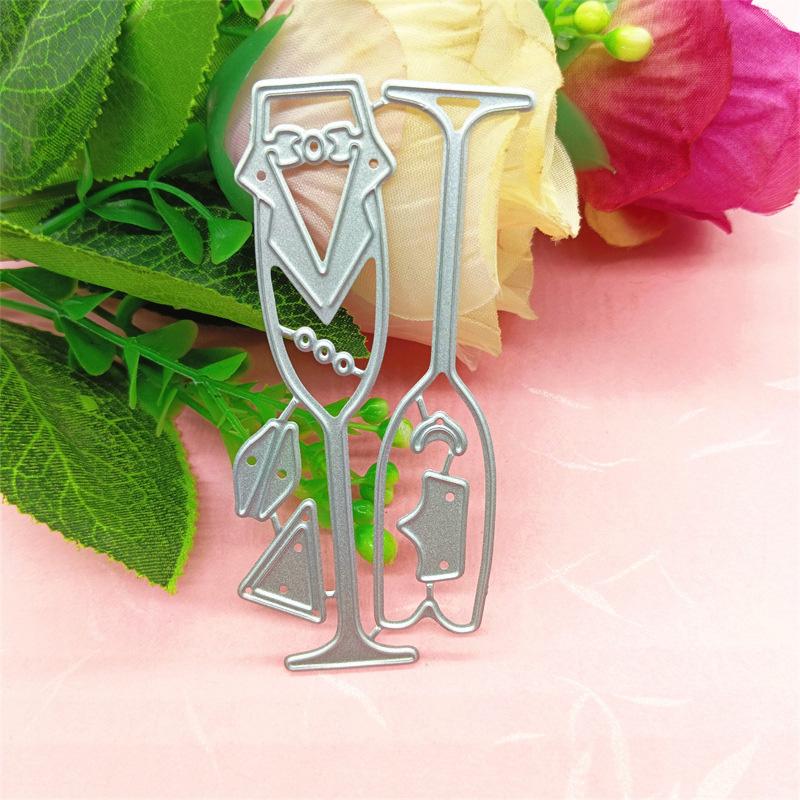 Wine Glass Suit Tie Goblet Design Style Metal Cutting Die Stencil for DIY Scrapbooking Album Photo Embossing Paper Card Craft Decor