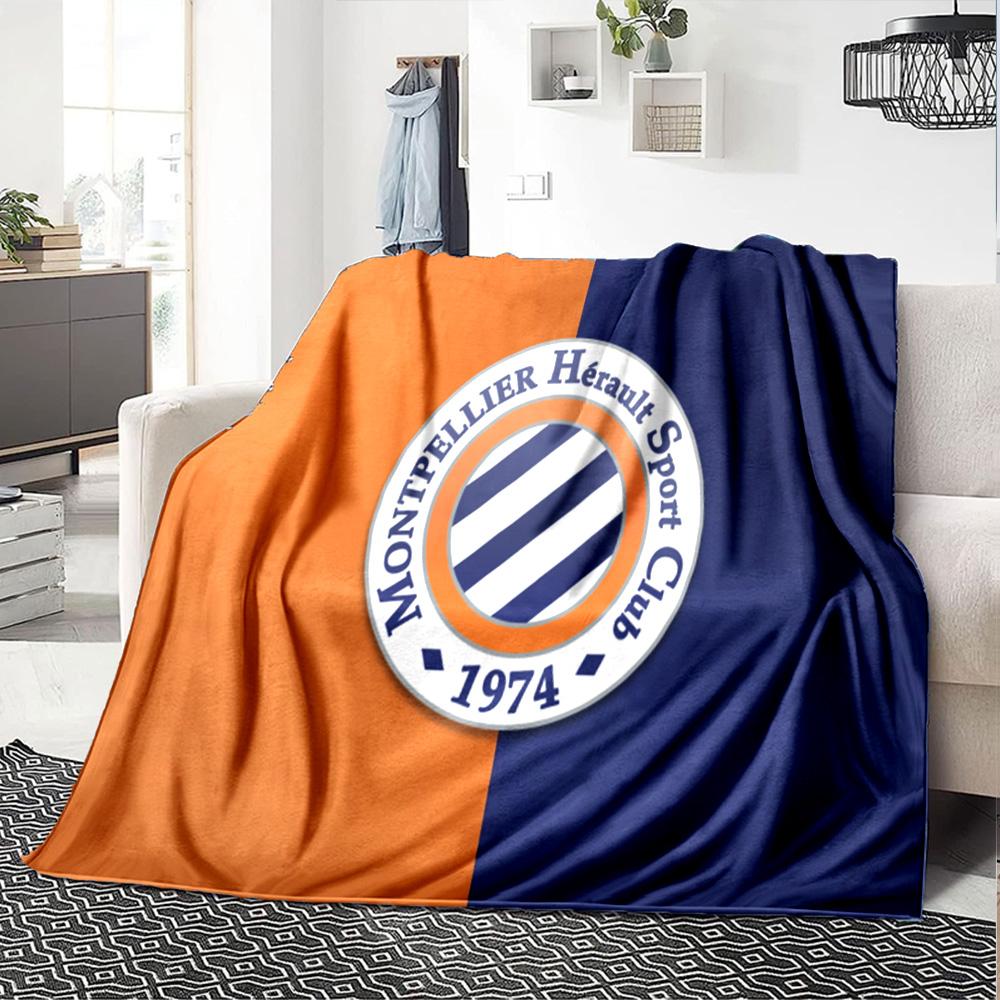 Montpellier Sport Club Flannel Blanket, Soft Polyester, Modern Design, All-Season for Camping, Travel, Gifts for holidays or birthdays