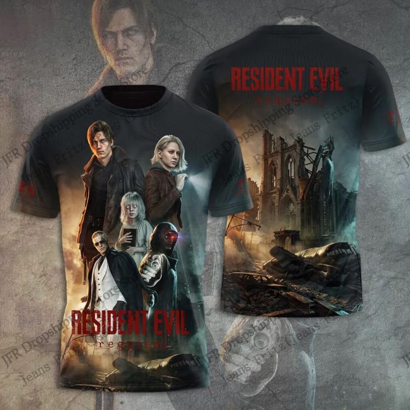 Nuova T-shirt Stampata 3D Anime Resident Evil Uomo Donna Moda Estiva Casual Vintage Manica Corta Top Magliette Abbigliamento Bambini