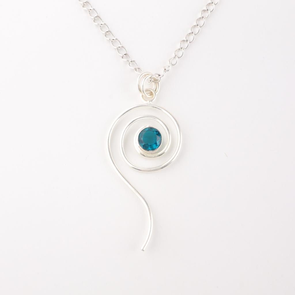 Apatite Gemstone 925 Sterling Silver Jewelry Handmade Pendant For Wedding Gift PP-42-15