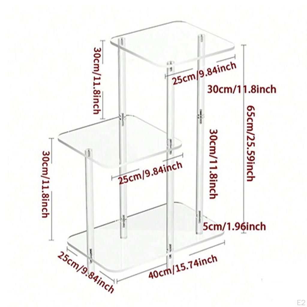 Akrylowe podstawki ekspozycyjne, stolik boczny, kompaktowy, nowoczesny, 3-poziomowy, do kuchni, biura, słodyczy