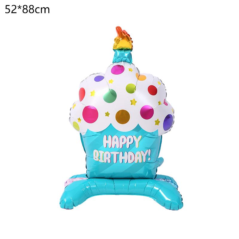 Fødselsdagskage Ballon med Fod Stående Folieballon Sød Kageballon Børn Dreng Pige Fødselsdagsfest Dekoration Forsyninger Baby Shower