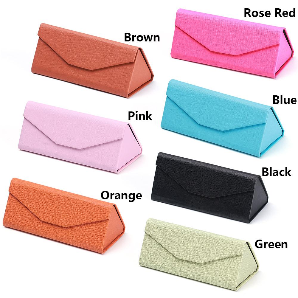 1PC Sunglasses Box Folding PU Waterproof Strong Magnet Eyewear Case Solid Color Portable Glasses Protective Organizer Bag