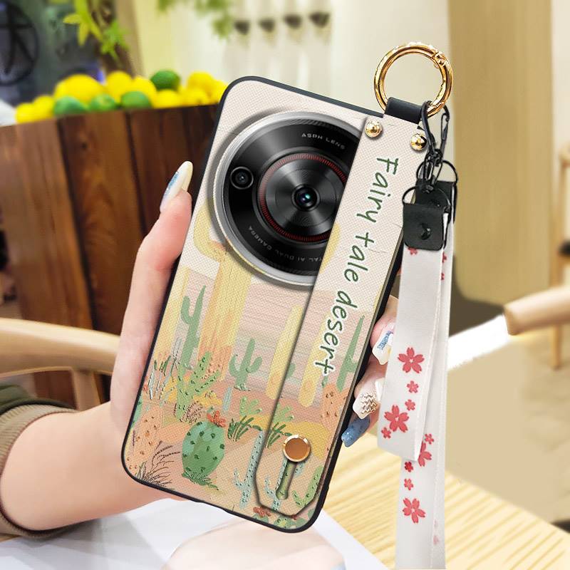 Shockproof Fashion Design Phone Case For ZTE Blade A75 5G/Nubia Focus 5G/Calf 5G Phone Holder Oil Painting Wrist Strap