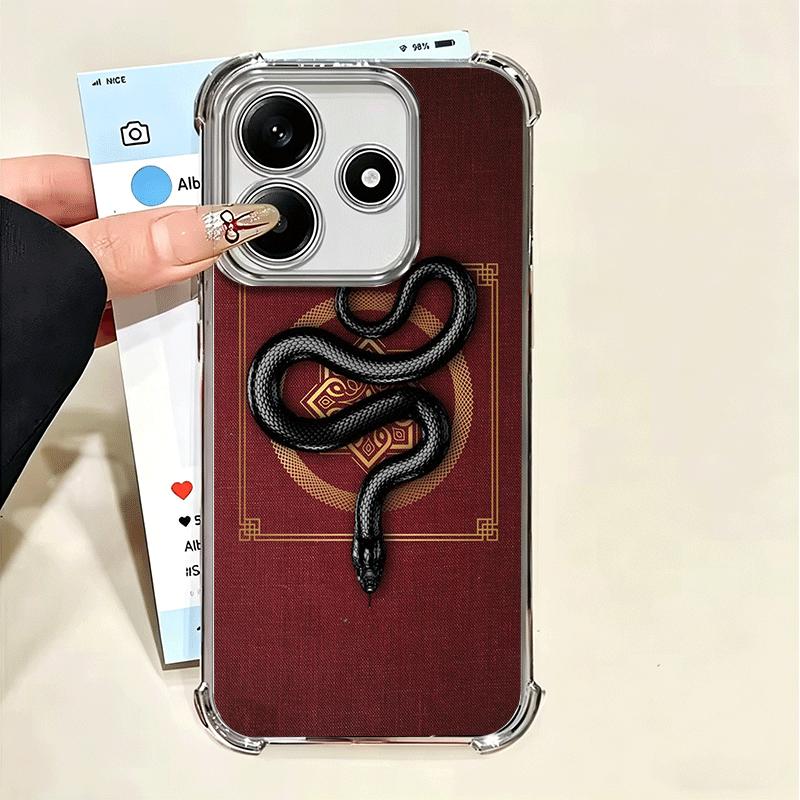Schwarze Schlangen-Doodle-Vergoldung Handyhülle Für Xiaomi Poco X5 X6 X7 X8 Pro Max F8 Ultra F7 M8 M7 M5S Redmi 15C 15 14C 13C 13 X3 12C F