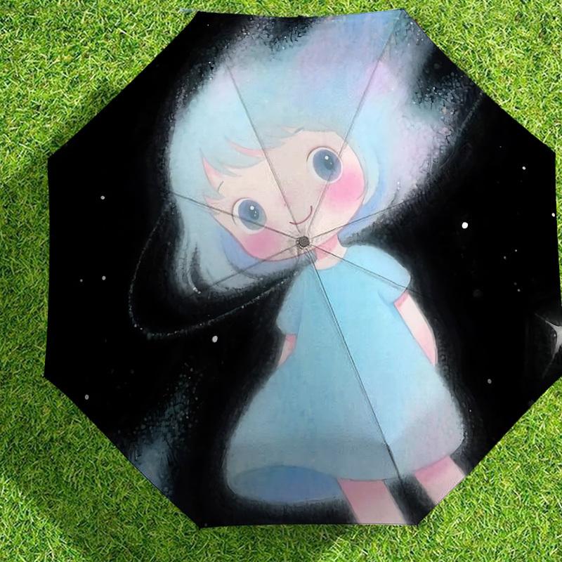 Starry Night Dreams: Magical Galaxy Print Umbrella - Auto Open/Closed, Outdoor Protection, Travel Accessory, Lightweight & Durable 084