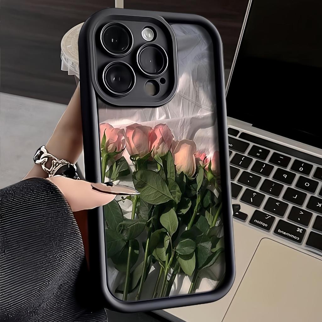 Applicable To Apple 16promax Mobile Phone Case New IPhone 15 Protective Case 13pro Trend 12 Pink Roses