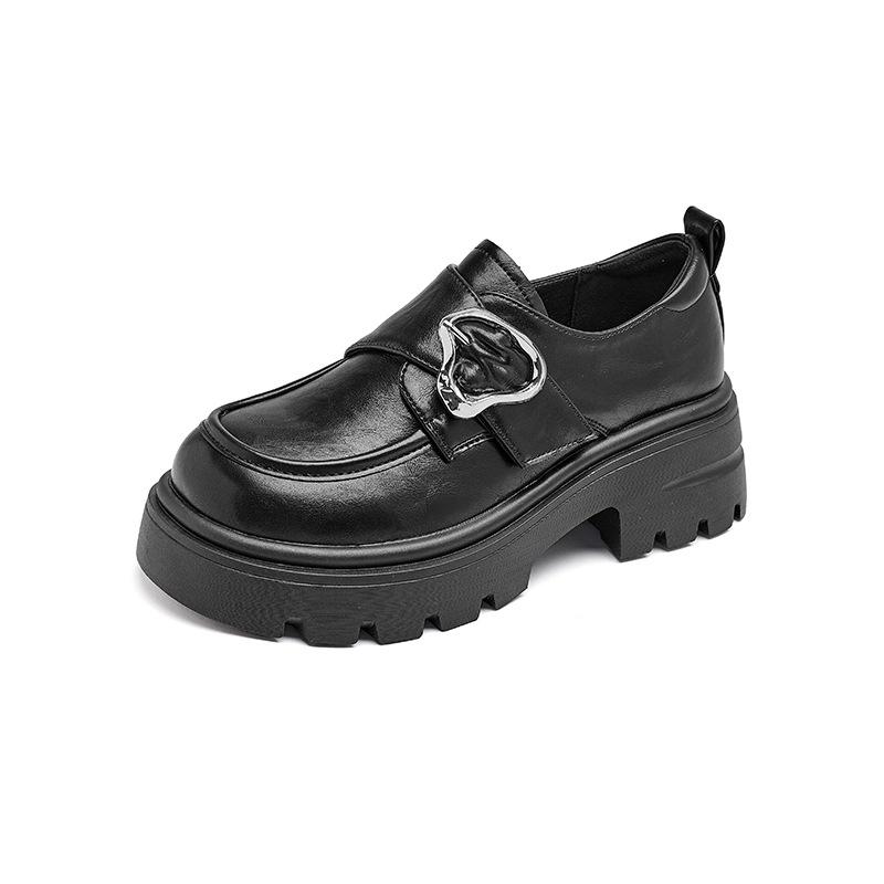 Augustine platform brown loafers women's 2025 new autumn muffin bottom British style with skirt small leather shoes