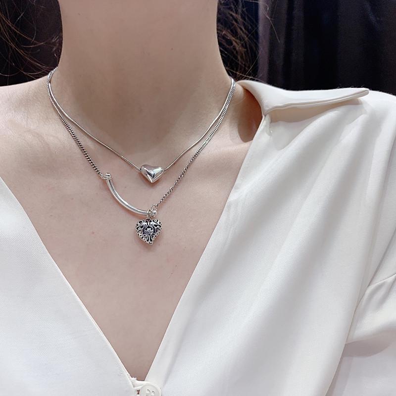 Korean Style Retro Love Heart Necklace - Trendy, Simple Clavicle Chain for Women's Fashion
