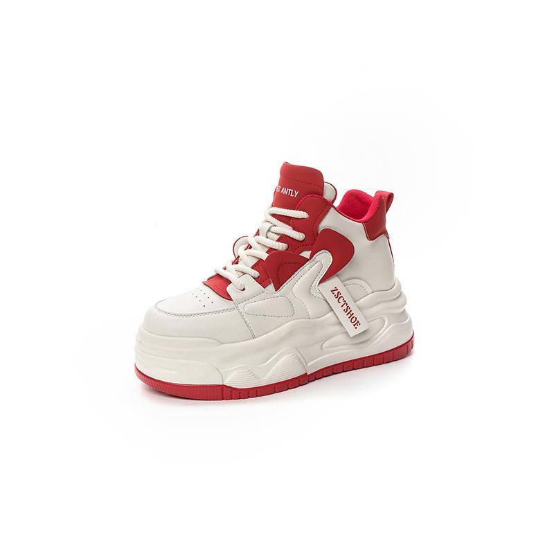 

Autumn new versatile inner height-increasing dad shoes show feet small sports and leisure board shoes thick-soled white shoes women 40 червоний