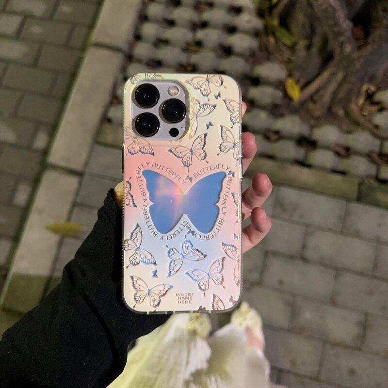 Suitable for iPhone11 Mobile Phone Case Matte Temperament Laser Butterfly Acrylic Advanced Women's Anti-drop Case
