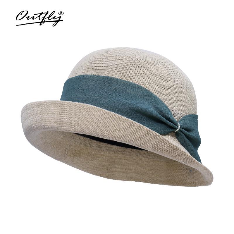 Bow straw hat women travel sunscreen casual sun hat spring and summer outdoor straw bucket hat