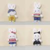 Cute Bunny Plush Toy With Overalls For Car Rearview Mirror Decor