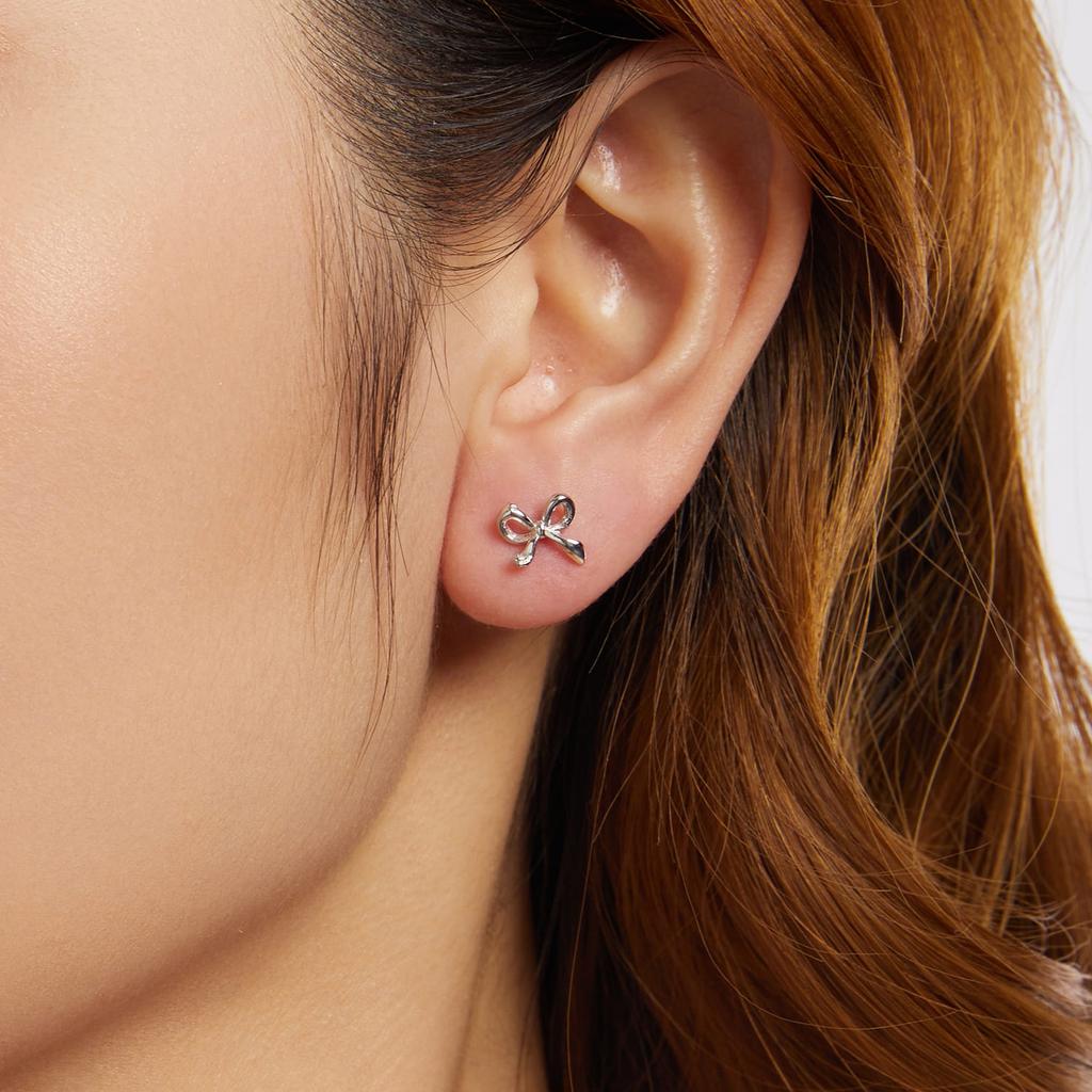 Silver minimalist bow stud earrings 925 silver