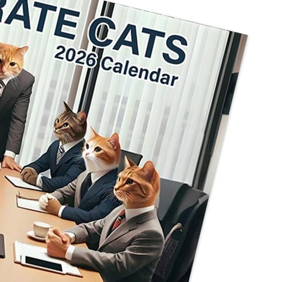 2026 Wall Calendar 12-month Cat Theme Calendar Funny Corporate Cat Wall Hanging Planner for Home Office School