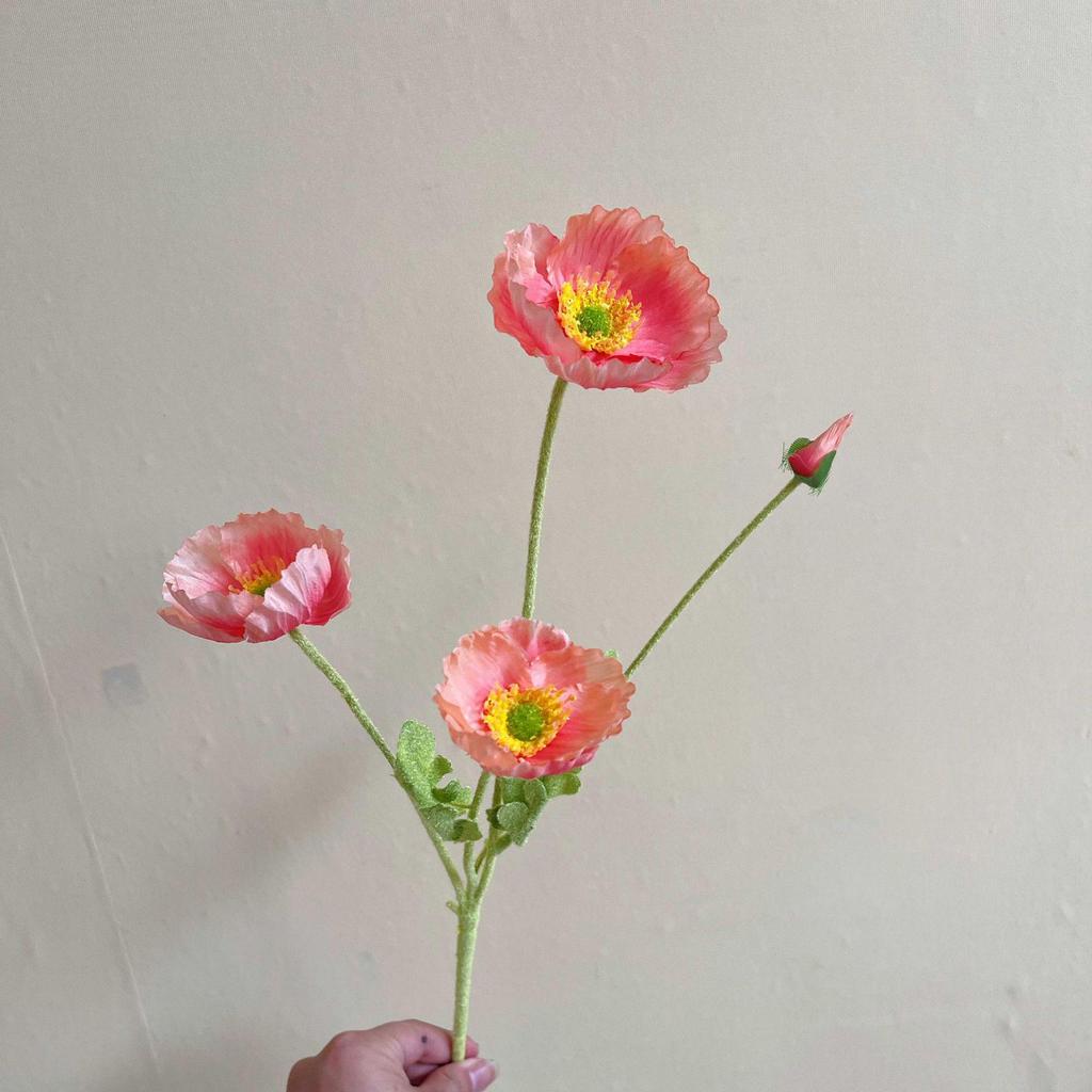 High-End Realistic Poppy Silk Flowers for Wedding and Home Decoration