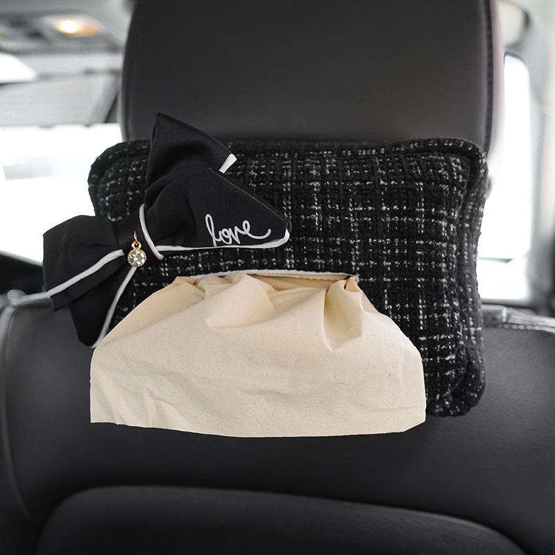 Hanging Car Tissue Box with Floral Bow, Stylish & Elegant for Women