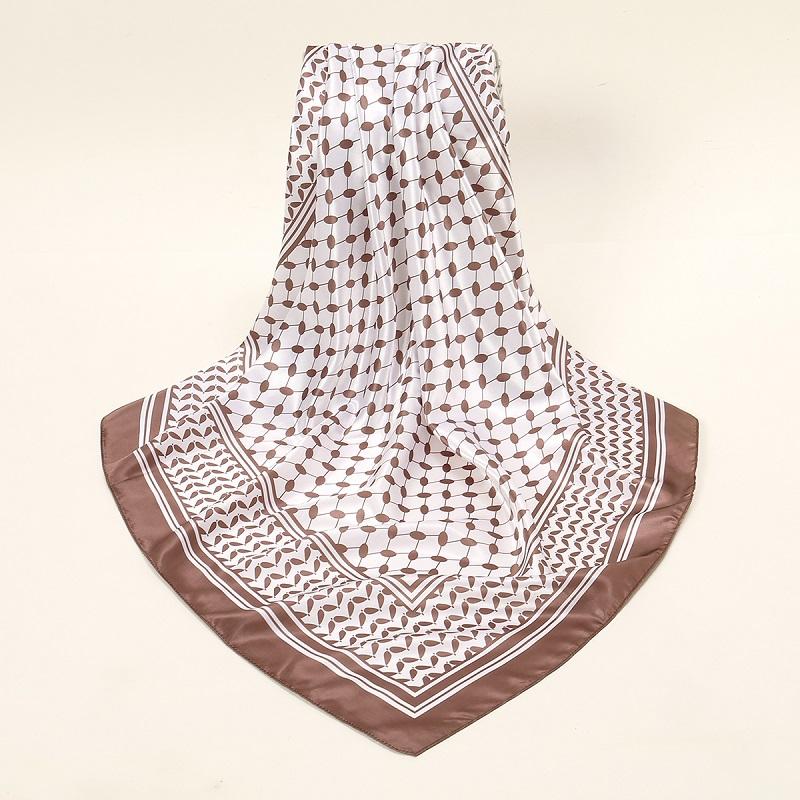 Newest Arabic Satin Silk Square Scarf Printed Muslim Women Hijab Headscarf Ladies Elegant Casual Headband Hair Scarf