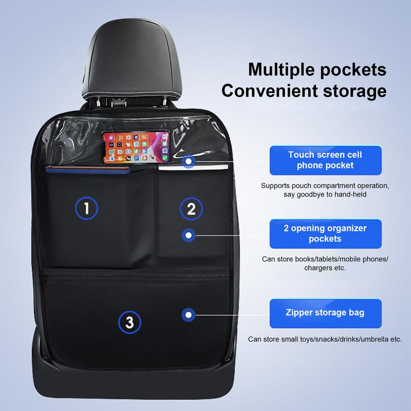 Backseat Car Storage Organizer Back Seat Auto Anti-kick Pad Multifunctional Vehicle Storage Pockets Car Accessories