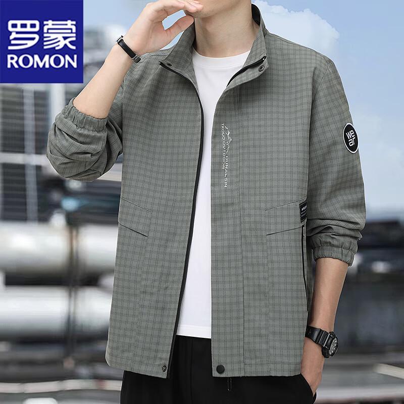 

ROMON Men s Business Casual Stand Collar Jacket L