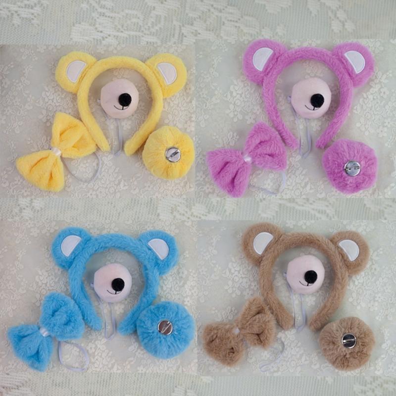 Bear Costume Set Ears Tail Bowtie Nose Tutu Glove Animal Fancy Costume Kit Accessories for Kids Halloween Cosplays Props