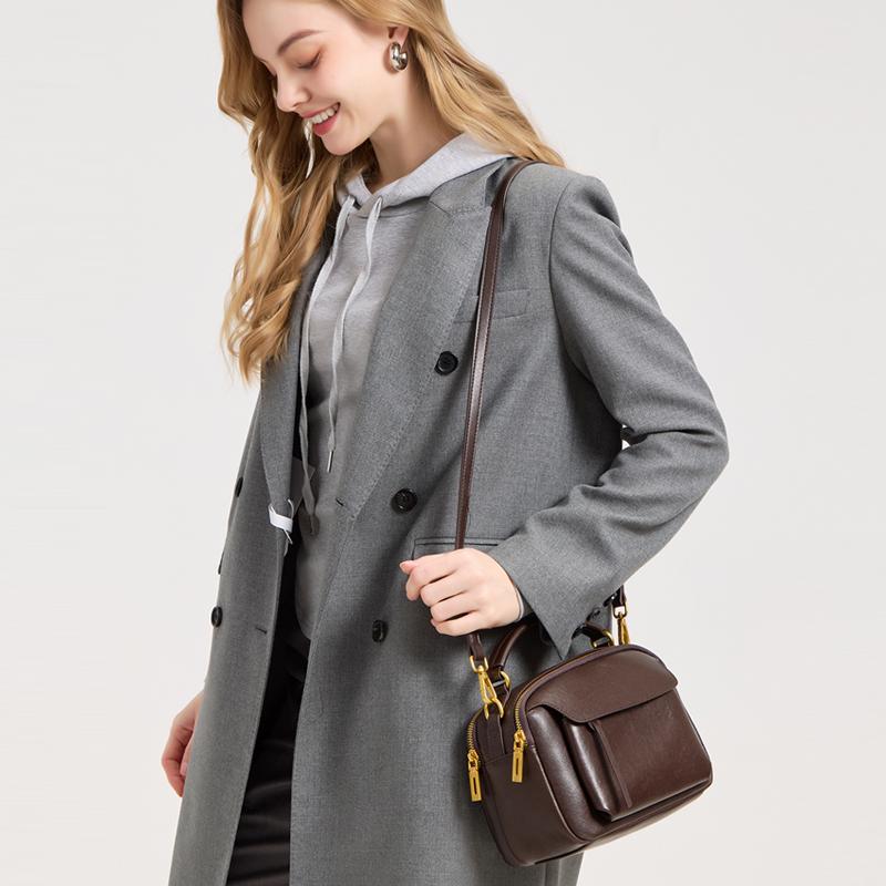 Vintage Cowhide Genuine Leather Handbags Multi-Functial Women Shoulder Bag Luxury Crossbody Female Purse High Quality