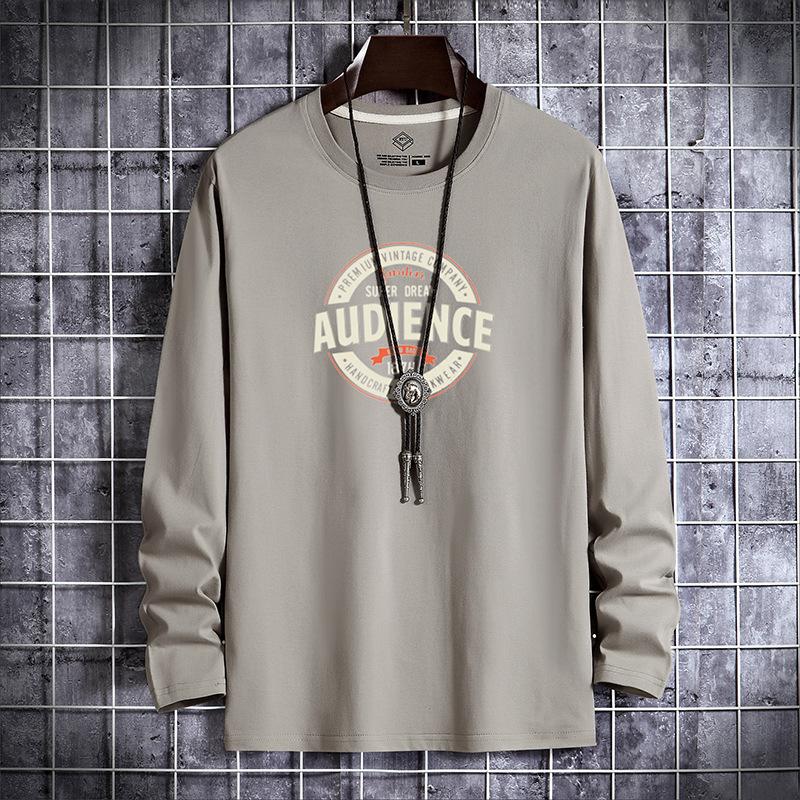 QICED Autumn clothesAutumn O-neckCasual printed men's long tops Bottom shirt long sleeve shirts