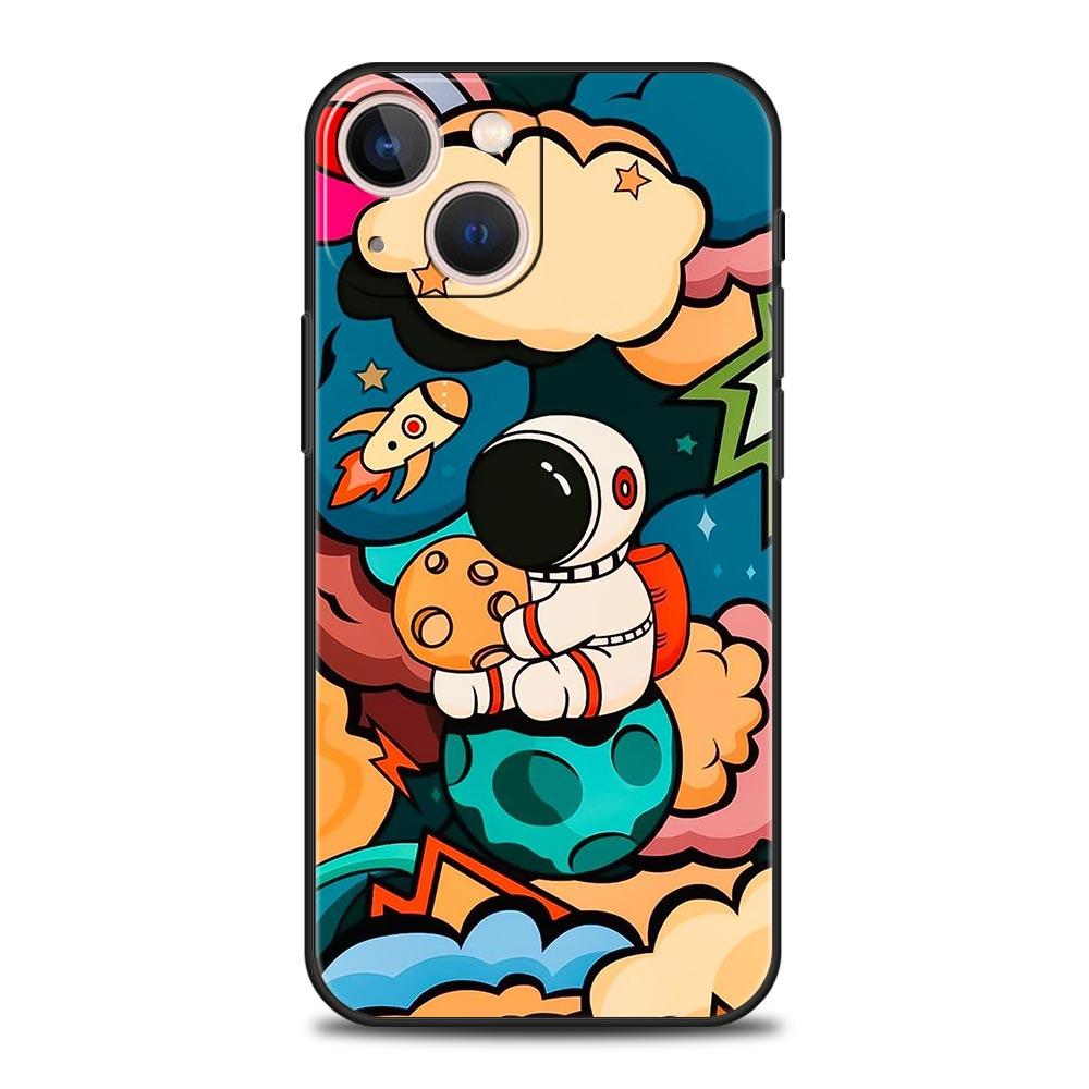 Cartoon Cute Cosmonaut Phone Case Cover for iPhone 17 16 15 14 13 12 Pro Max 11 Pro Max 17 AIR Plus Shockproof Soft TPU Shell