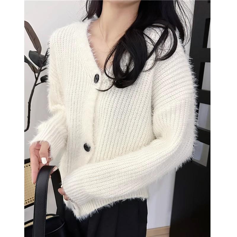 2024 Spring & Autumn European V-Neck Knitted Cardigan - Women's Stylish & Cozy Sweater Top