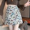 Women Stylish Vintage Butterfly Embroidery Jacquard A-line Skirt Streetwear Y2K Harajuku High Waist Sweet Chic Slim Mini Skirts