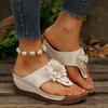 Fashion 2025 Vintage Flowers Wedges Slippers Women Summer Lightweight Platform Flip Fops Woman Clip Toe Thick Sole Sandals Plus Size