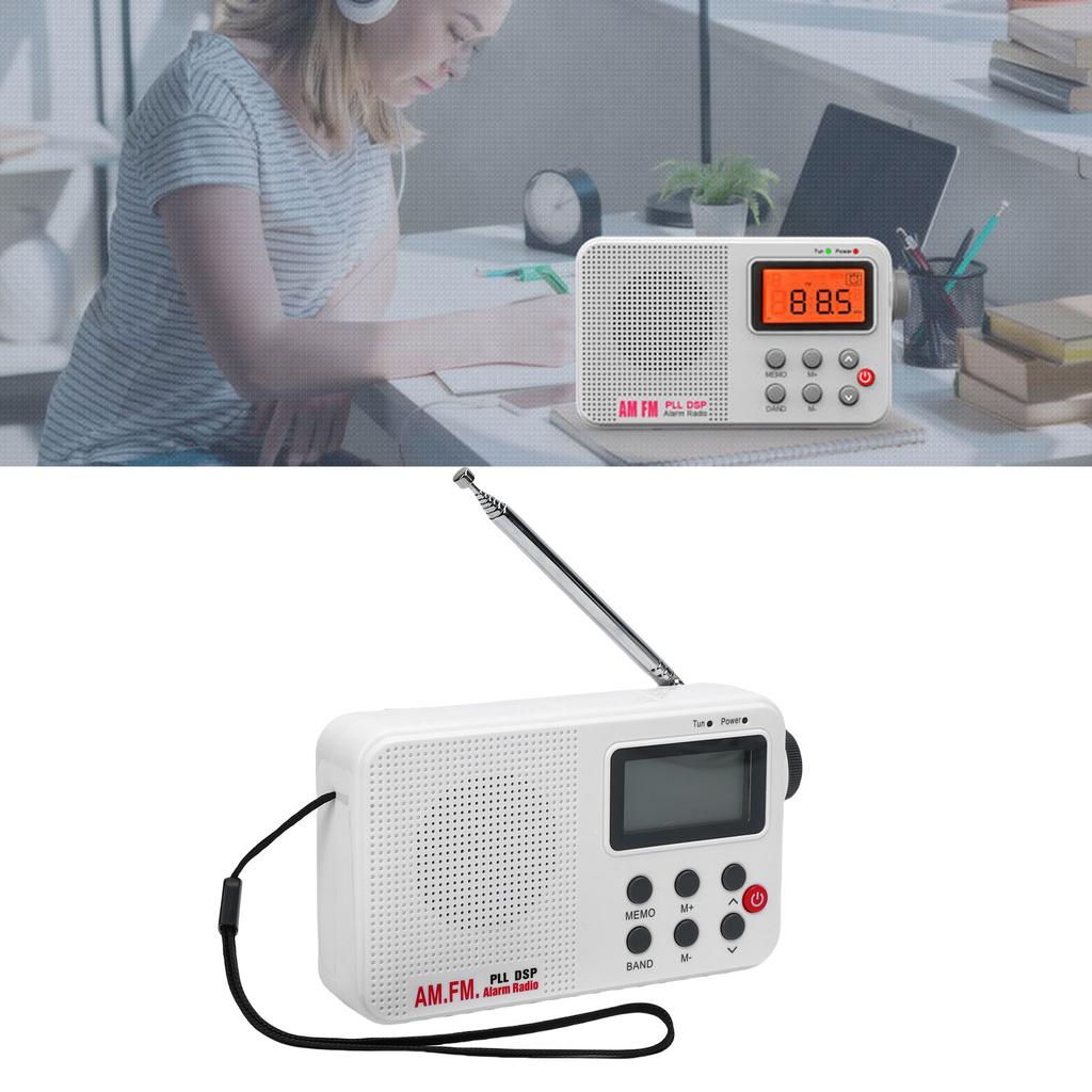 Portable AM FM SW Radio Dual Power Supply Digital Tuner Backlit LCD Display Small Radio with 3.5mm Earphone for Home Travel