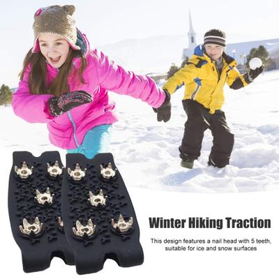 Yousheng 1 Pair Ice Cleats Crampons with 5 Studs Men Women Winter Outdoor Walking Ice Snow Traction Grips Non-slip Shoes Boot Spikes Grippers