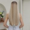 EASIHAIR Blonde Ombre synthetische Naturhaar-Perücken, lang, gerade, mit Pony, tägliche Cosplay-Perücke, hitzebeständige Faser-Perücken für Frauen
