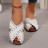 Summer 2025 New European and American Roman-style Sexy Riveted Flat Heel Fashionable Women's Slippers in Large Sizes 36-42
