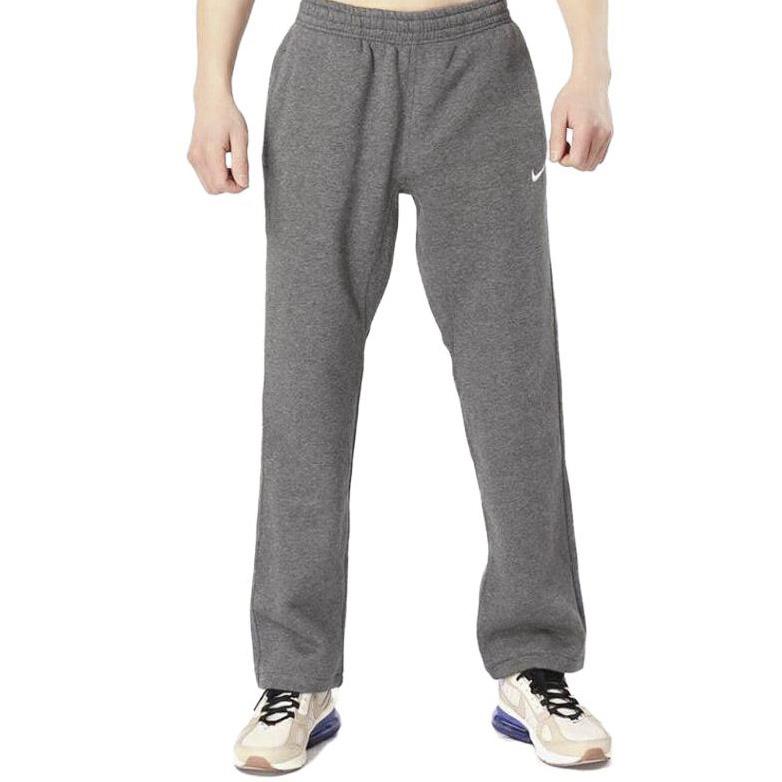 Nike Solid Color Logo Print Fleece Straight Leg Knit Sports Pants Men bottoms Dark-Gray 623455-071
