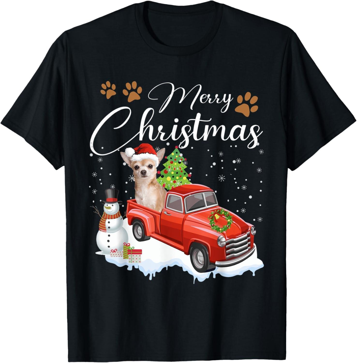 Merry Christmas Chihuahua Christmas Dog Gifts T-Shirt S разноцветный