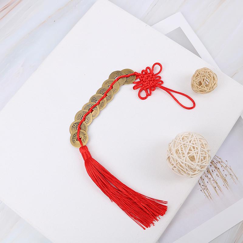 Čínské feng shui mince štěstí bohatství 9 císařských mincí domácí auto závěsný řetězec