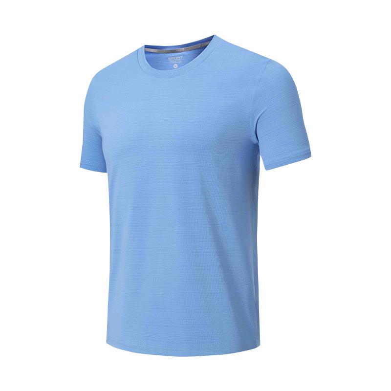 Men's Quick-Dry Short Sleeve Round Neck Sports T-Shirt: Breathable, Elastic, Plus Size Top for Running & Fitness
