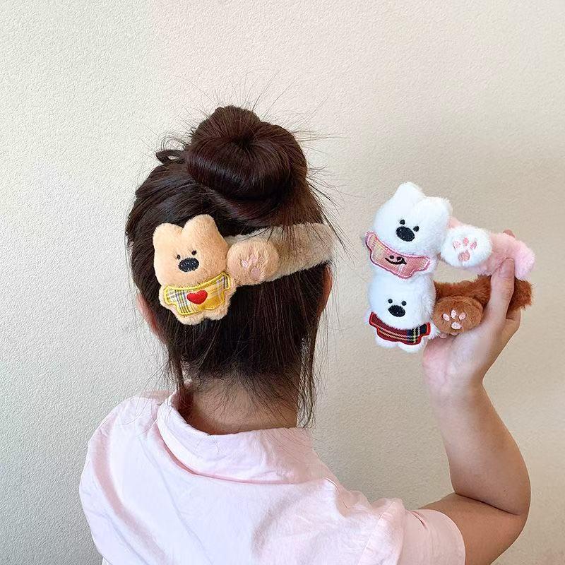 Schneebär Plüsch Haarspange – Niedliches Mori Girl Entenschnabel Haaraccessoire