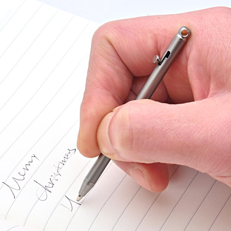 Creative Titanium Mini Bolt-Action Keychain Pen - Portable Travel Ballpoint Signature Pen