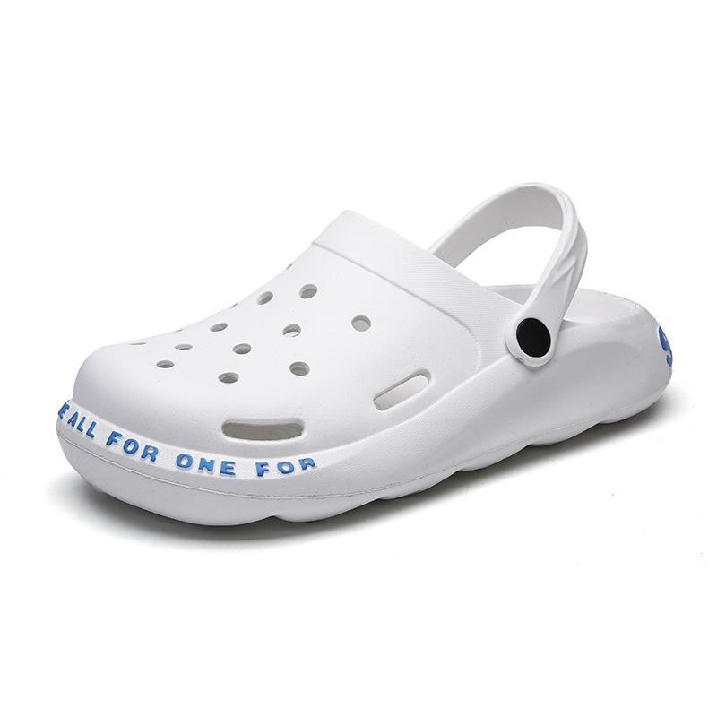 

2025 summer new couple sandals large size beach hole shoes thick sole hollow breathable outer slippers men 38 белый