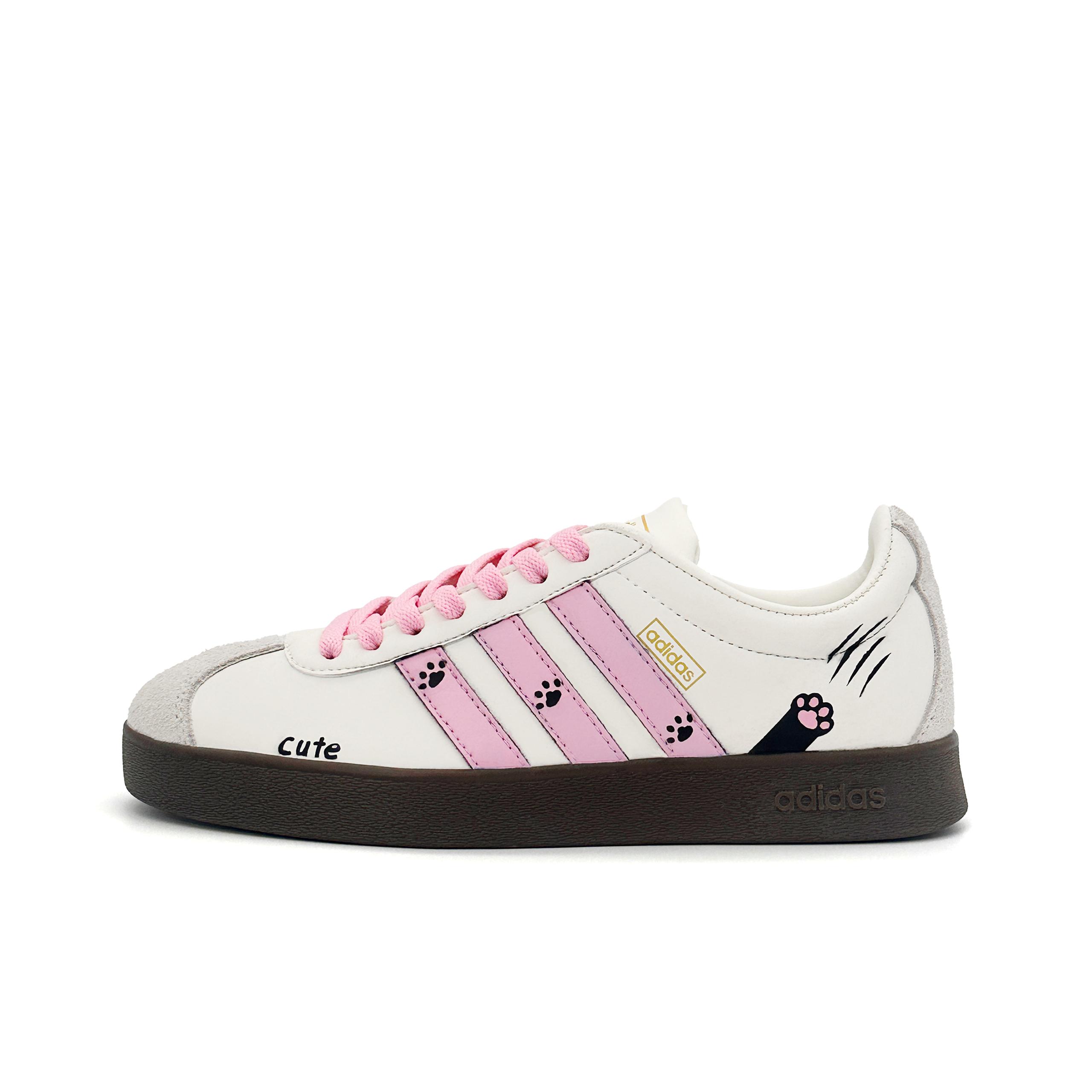 

Adidas VL COURT 2.0 Pink Ink Trail German Army Trainers Women s White Pink JI0497(Team1514-) 40⅔