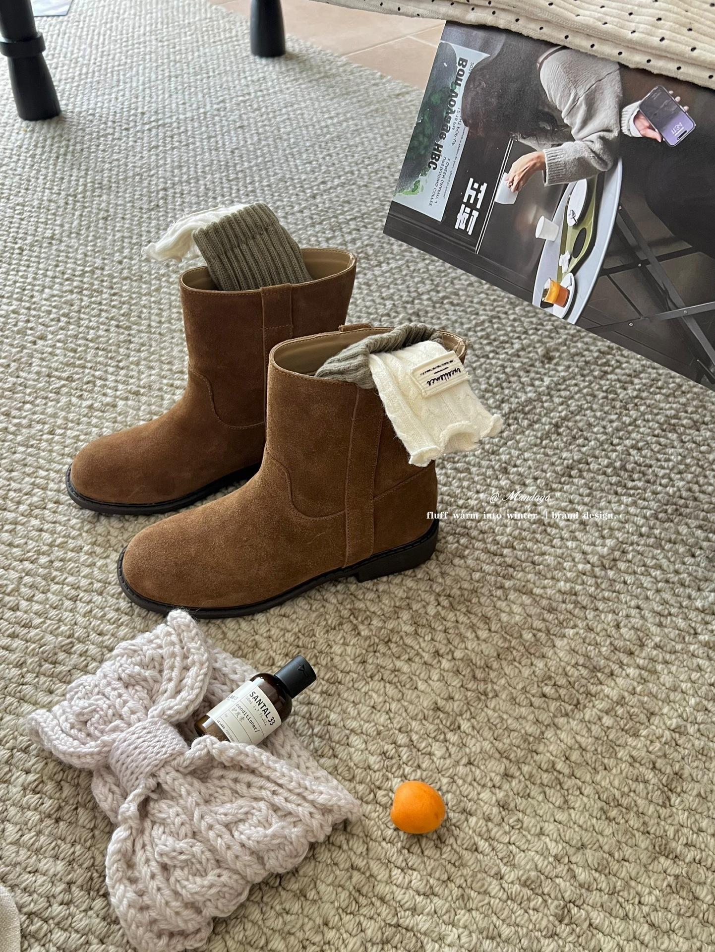 

Ботильоны с рукавами Женские 2025 Осень Матовые ботинки Мартин Низкий каблук Круглый носок Ковбойские ботинки Молодежные ботинки Женские, Однотонные 39 верблюд