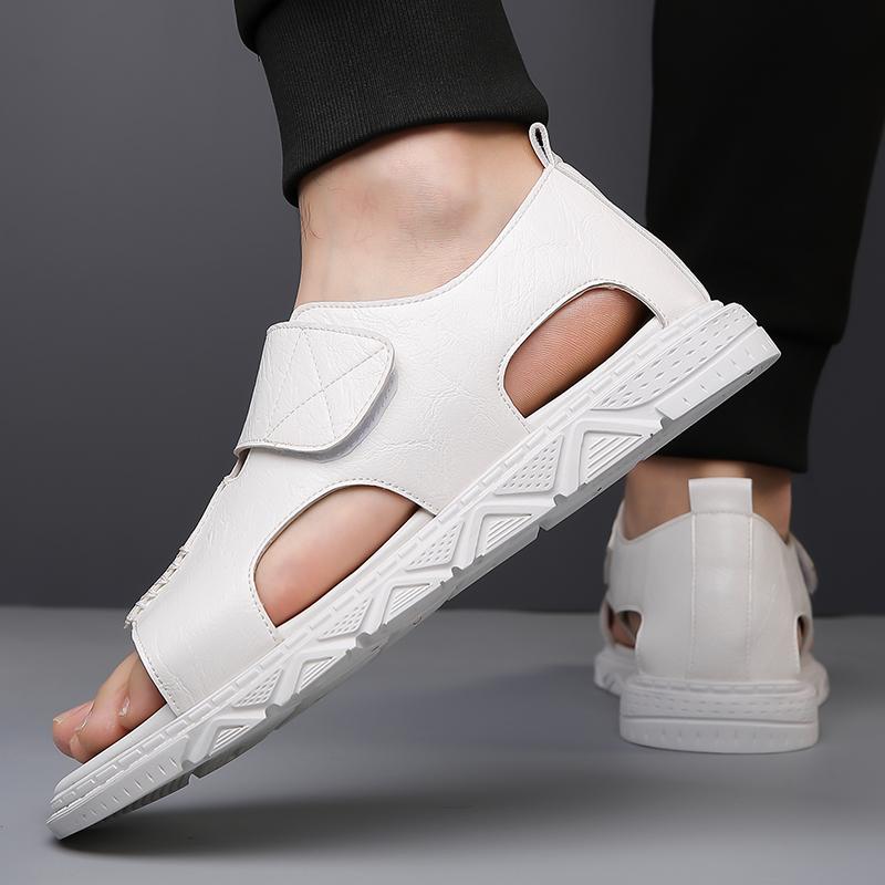 Fashion New Summer Minimalist Design High Quality Leather Men's Sandals Outdoor Casual Handmade Comfortable  Fashion Soft Beach Sandals