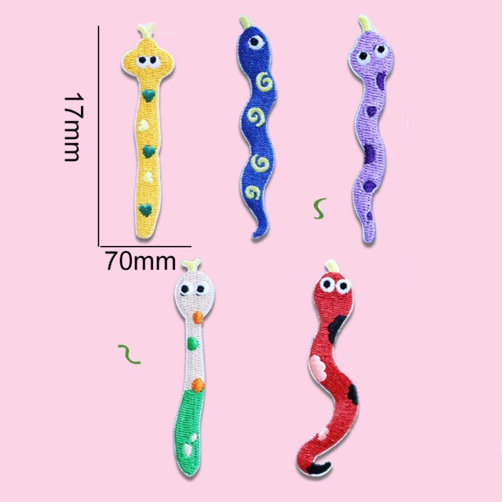 5PCS Cartoon Clothing Patch Cute Clothes Appliques Hairclip Snake Embroidered Patch Sticker  Sewing